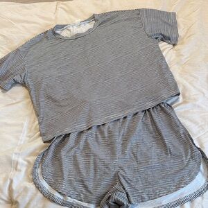 Striped Gray and White Loungewear Set